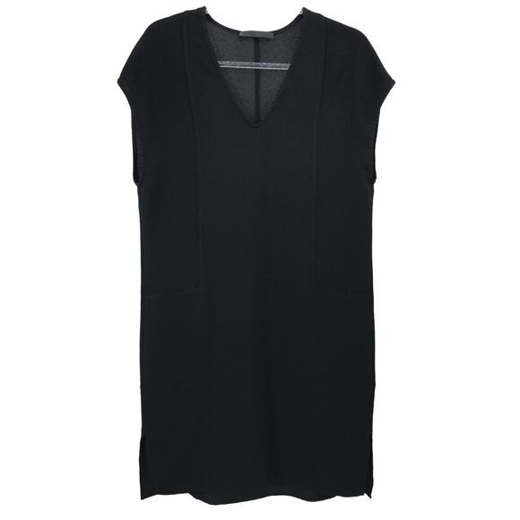 Jenni Kayne Black Crepe Cap Sleeve Pullover Midi Shift Dress Womens M - Picture 1 of 10